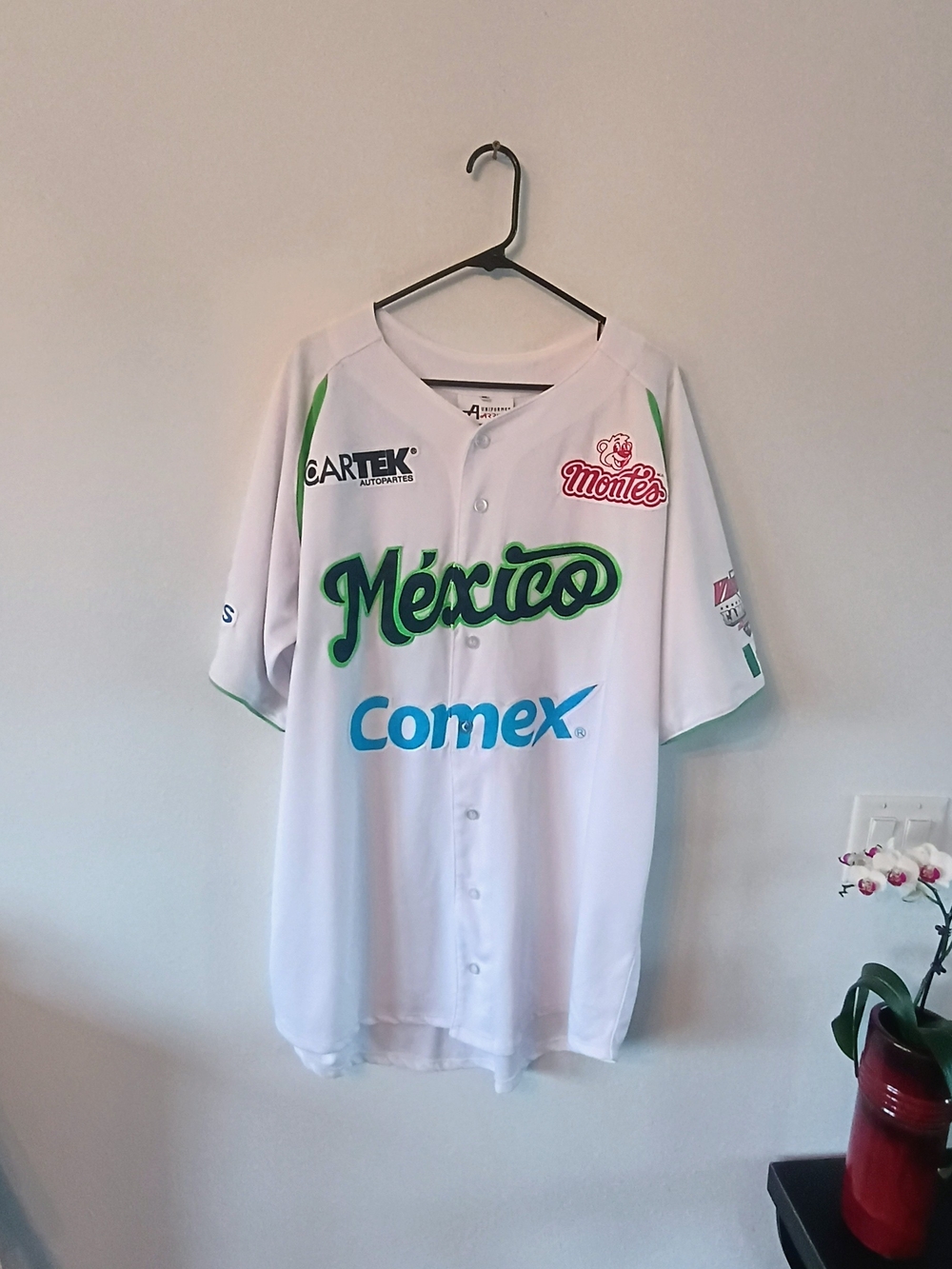 Mexico Baseball Jersey Hensley 15 XL White Mesh Comex Montes Sportswear